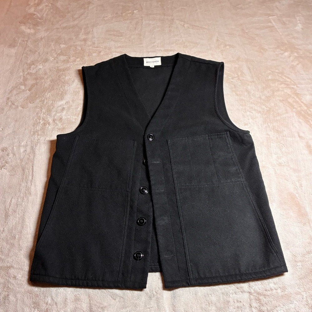 Beotyshow Minimalist Utility Black Button Vest Fall Womens Medium